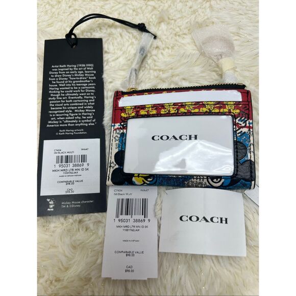 🔥🎁Nwt! Coach Disney Mickey Mouse Keith Haring ID Card Case Limited Edition - Picture 2 of 3